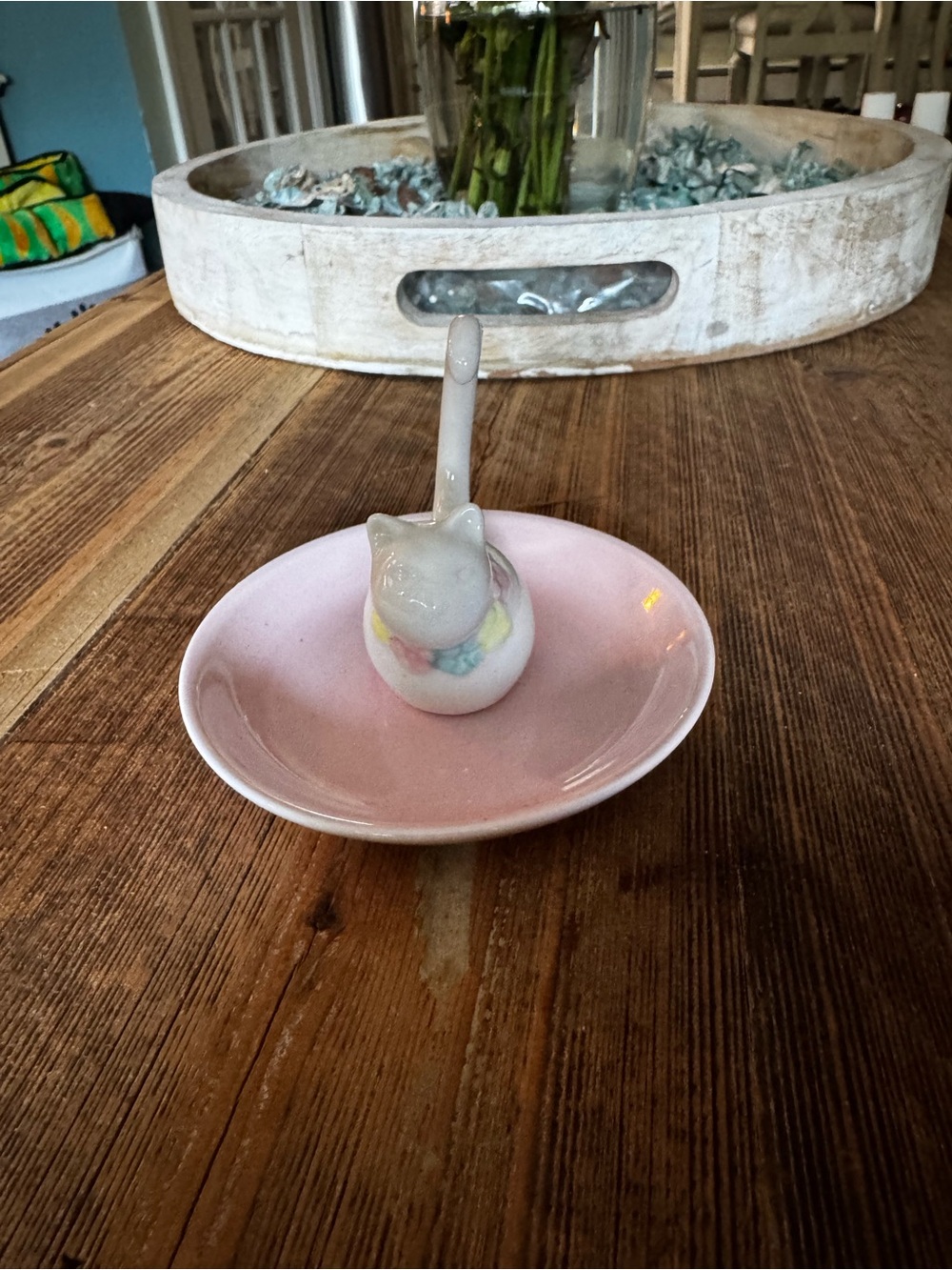 Ceramic Pink Cat Ring Holder Dish